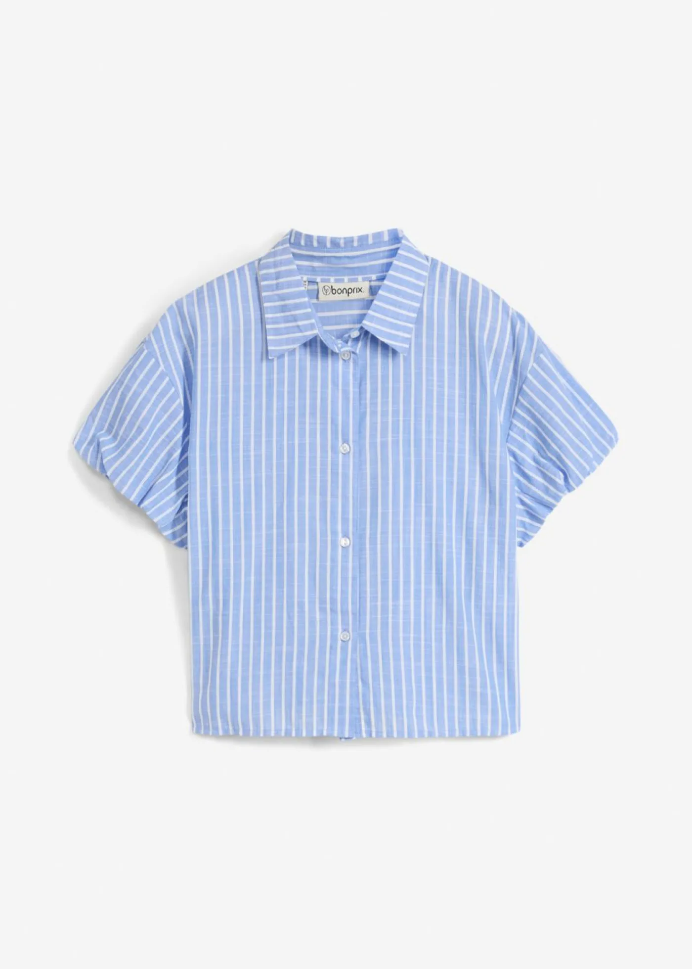bonprix bonprix Blusa de manga corta de algodón puro Azul-blanco con rayas Sale