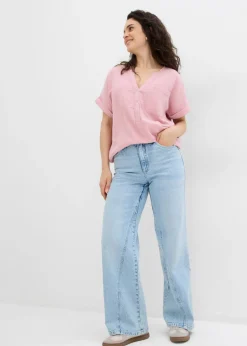 bonprix bonprix Blusa de manga corta de muselina Rosa ceniza Best
