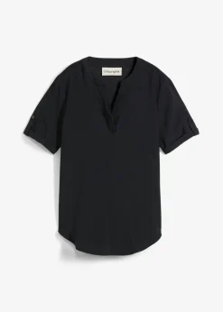 bonprix bonprix Blusa de manga corta de mezcla de viscosa firme Negro Best