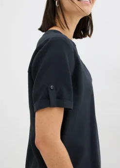 bonprix bonprix Blusa de manga corta de mezcla de viscosa firme Negro Best