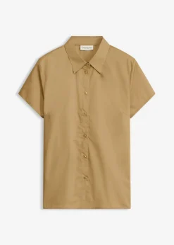 bonprix bonprix Blusa de manga corta de popelín oliva pálido