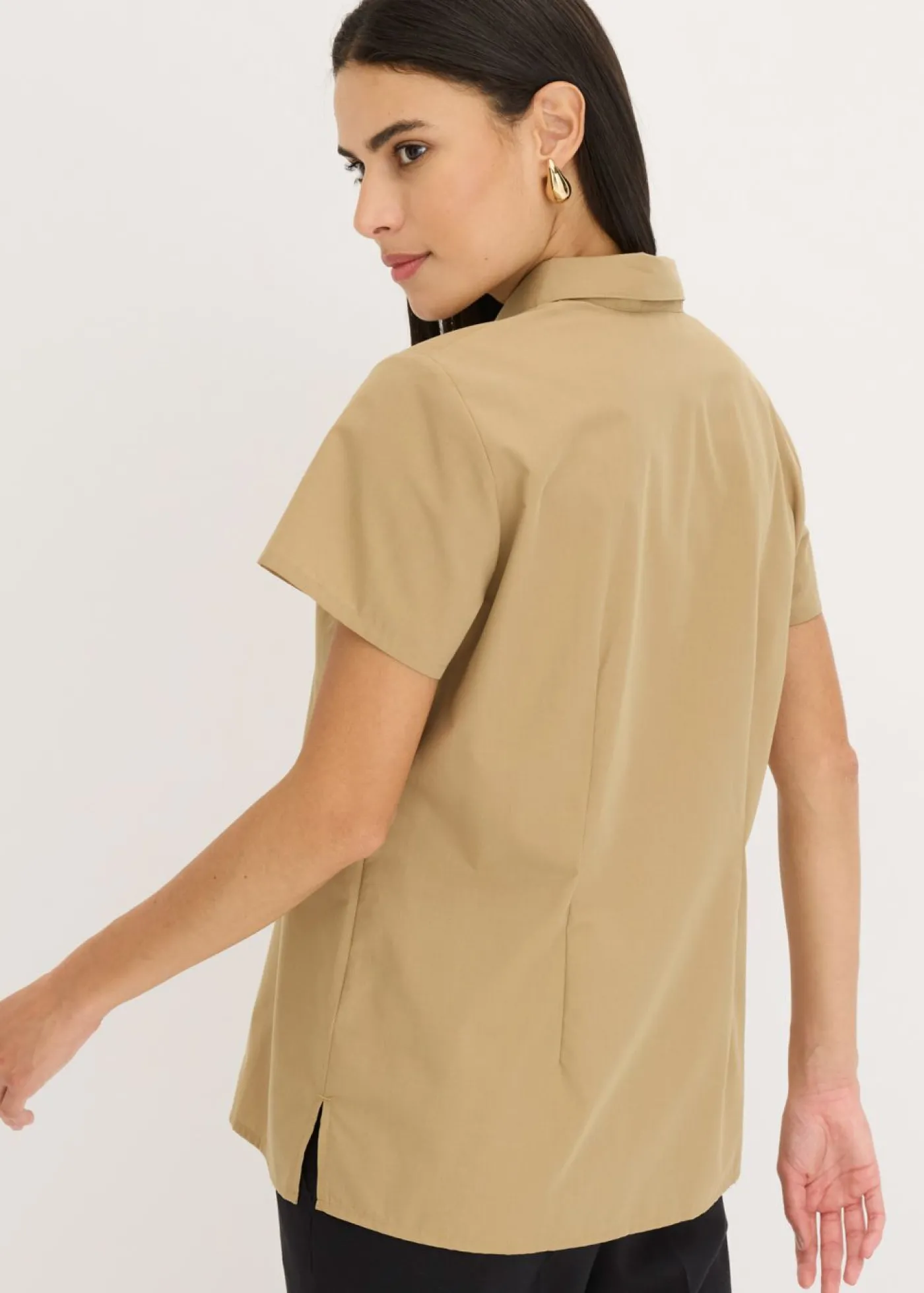 bonprix bonprix Blusa de manga corta de popelín oliva pálido