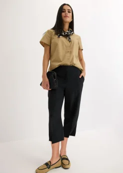 bonprix bonprix Blusa de manga corta de popelín oliva pálido