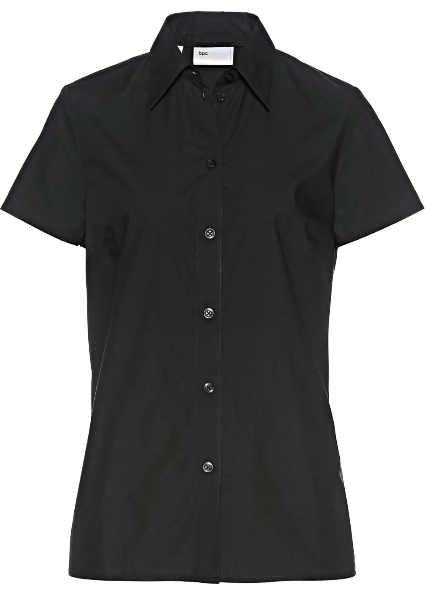 bonprix bonprix Blusa de manga corta de popelín Negro Outlet