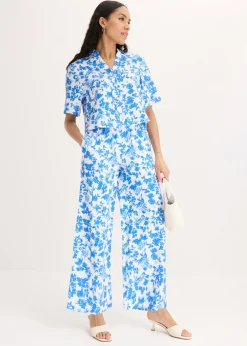bonprix bonprix Blusa de manga corta de suave mezcla de viscosa Blanco Outlet