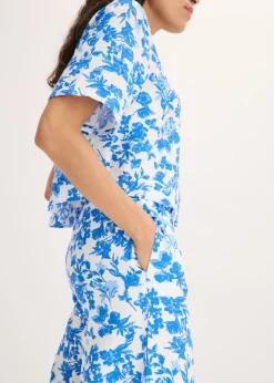 bonprix bonprix Blusa de manga corta de suave mezcla de viscosa Blanco Outlet
