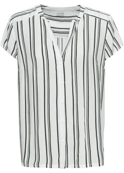 bonprix bonprix Blusa de manga corta de viscosa pura blanco-negro con rayas Online