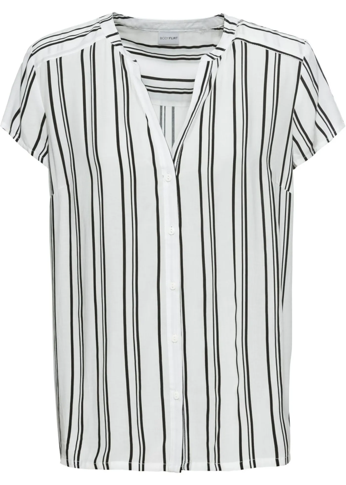 bonprix bonprix Blusa de manga corta de viscosa pura blanco-negro con rayas Online