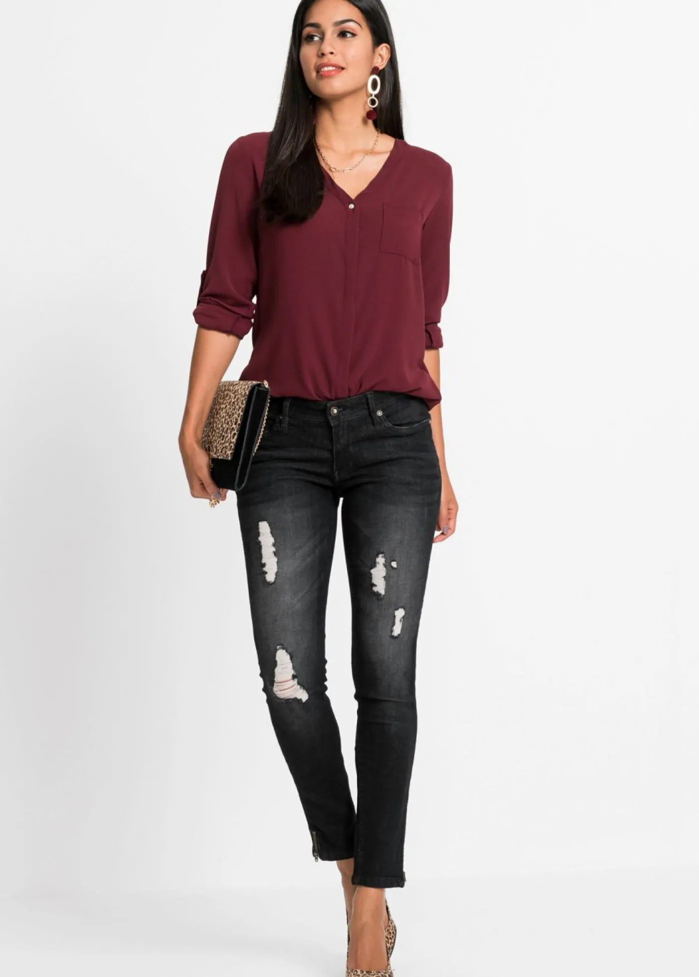 bonprix bonprix Blusa de manga larga Granate Hot