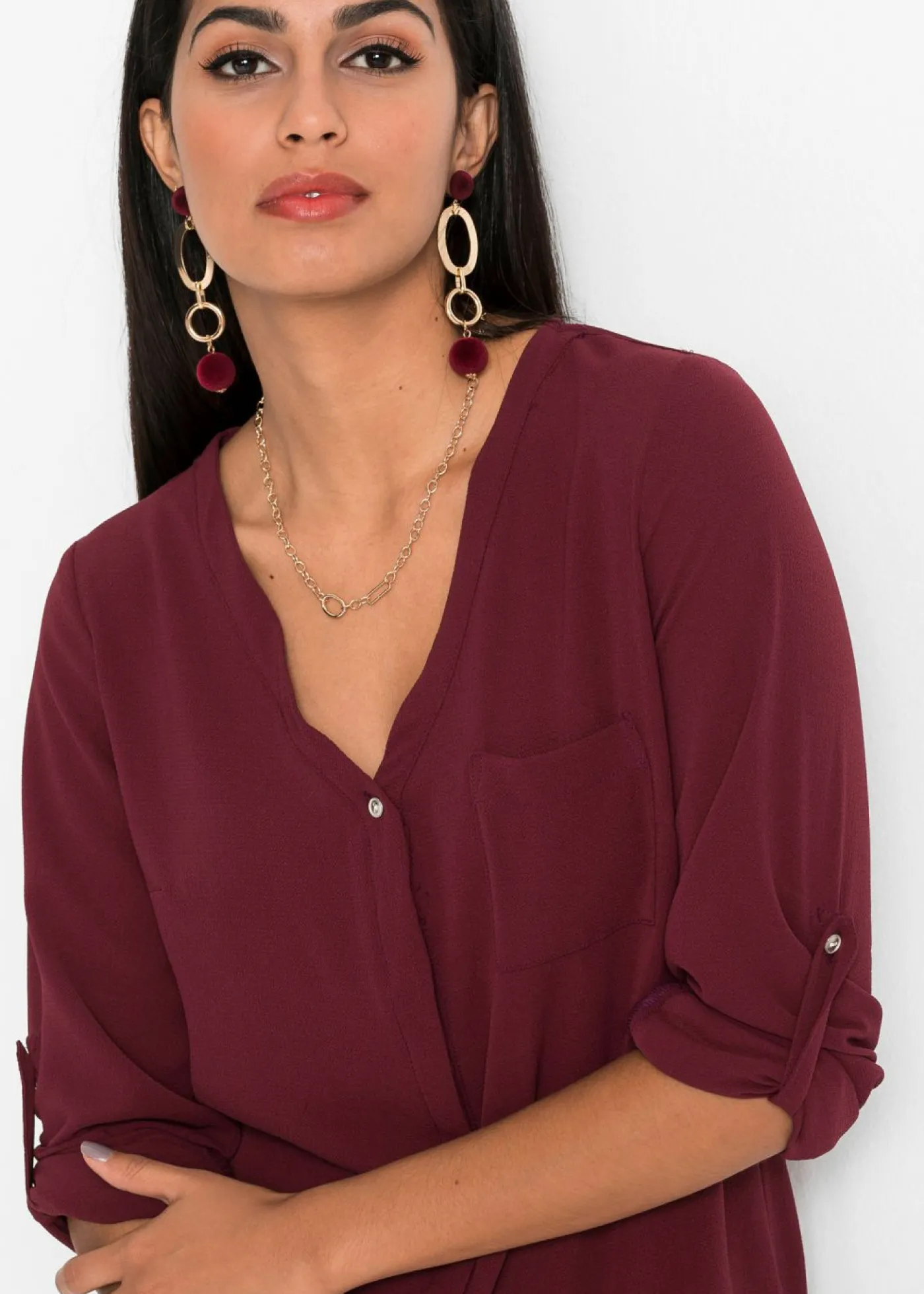 bonprix bonprix Blusa de manga larga Granate Hot