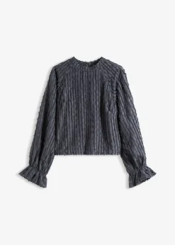 bonprix bonprix Blusa de material estructurado Azul oscuro Clearance