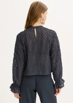 bonprix bonprix Blusa de material estructurado Azul oscuro Clearance