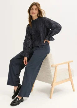 bonprix bonprix Blusa de material estructurado Azul oscuro Clearance