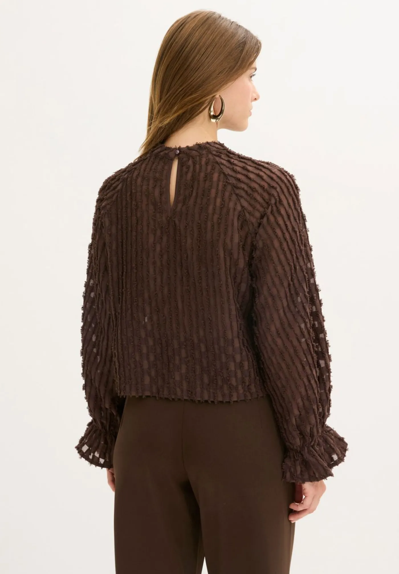 bonprix bonprix Blusa de material estructurado Marrón oscuro