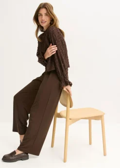 bonprix bonprix Blusa de material estructurado Marrón oscuro