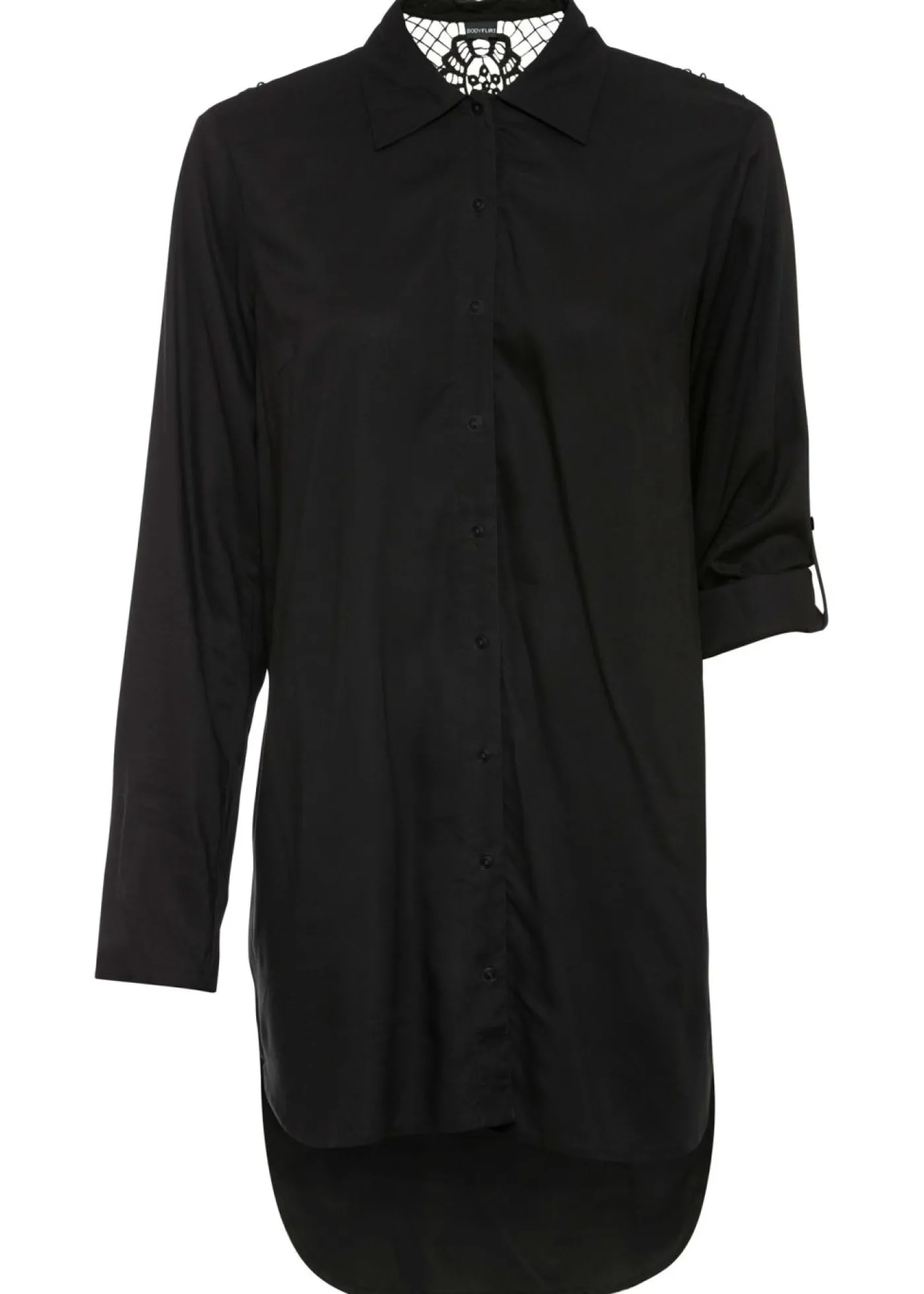 bonprix bonprix Blusa de mezcla de algodón y viscosa Negro Outlet