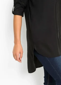 bonprix bonprix Blusa de mezcla de algodón y viscosa Negro Outlet