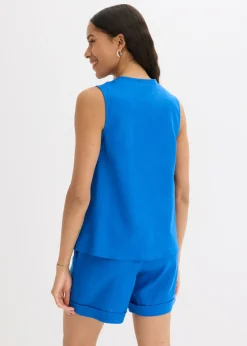 bonprix bonprix Blusa de mezcla de lino vaporoso Azul ártico Sale