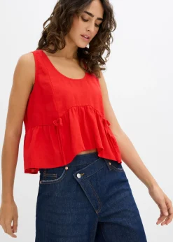 bonprix bonprix Blusa de mezcla de lino vaporoso fresa Clearance