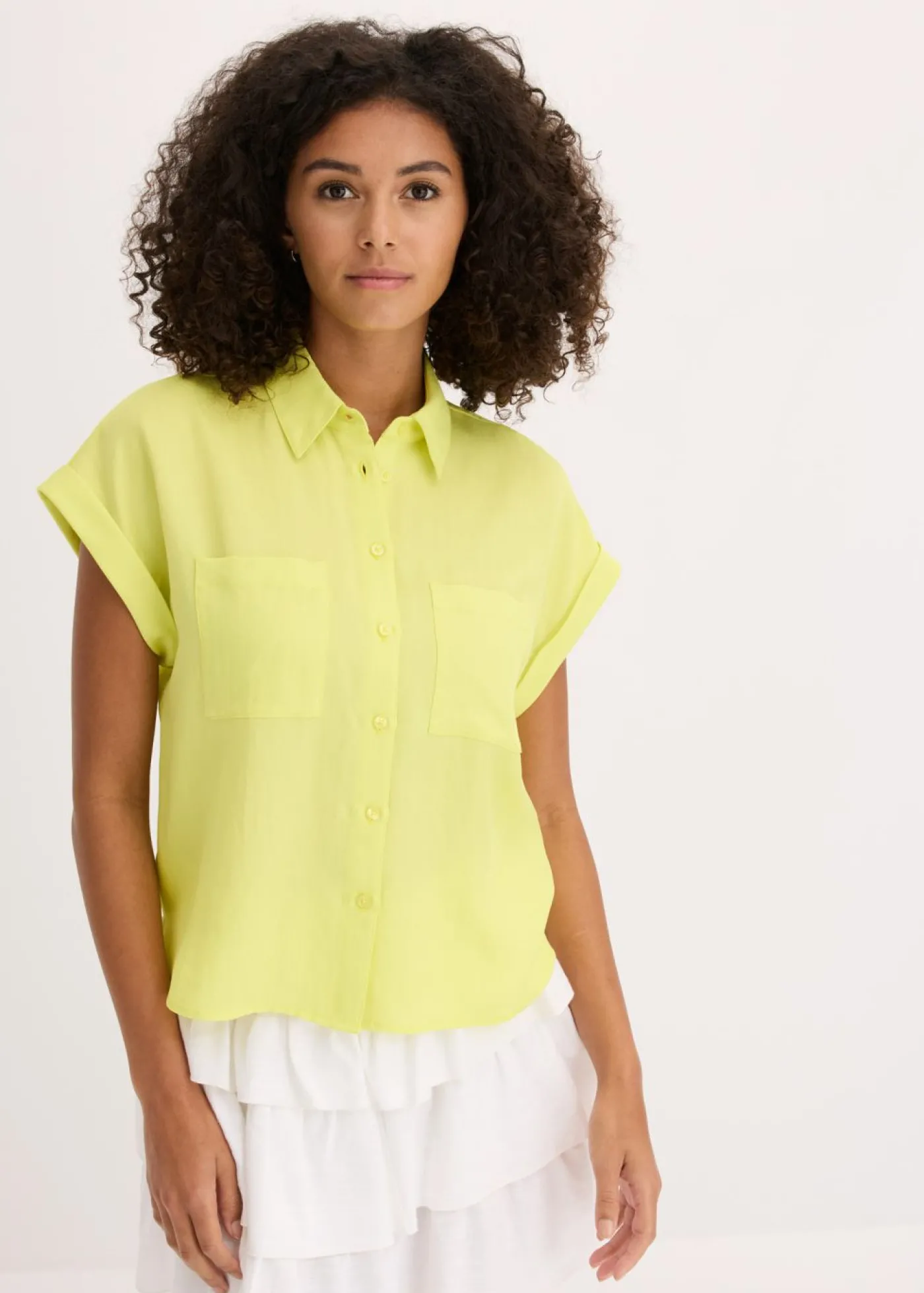 bonprix bonprix Blusa de mezcla de lyocell fluido Amarillo cítrico Online