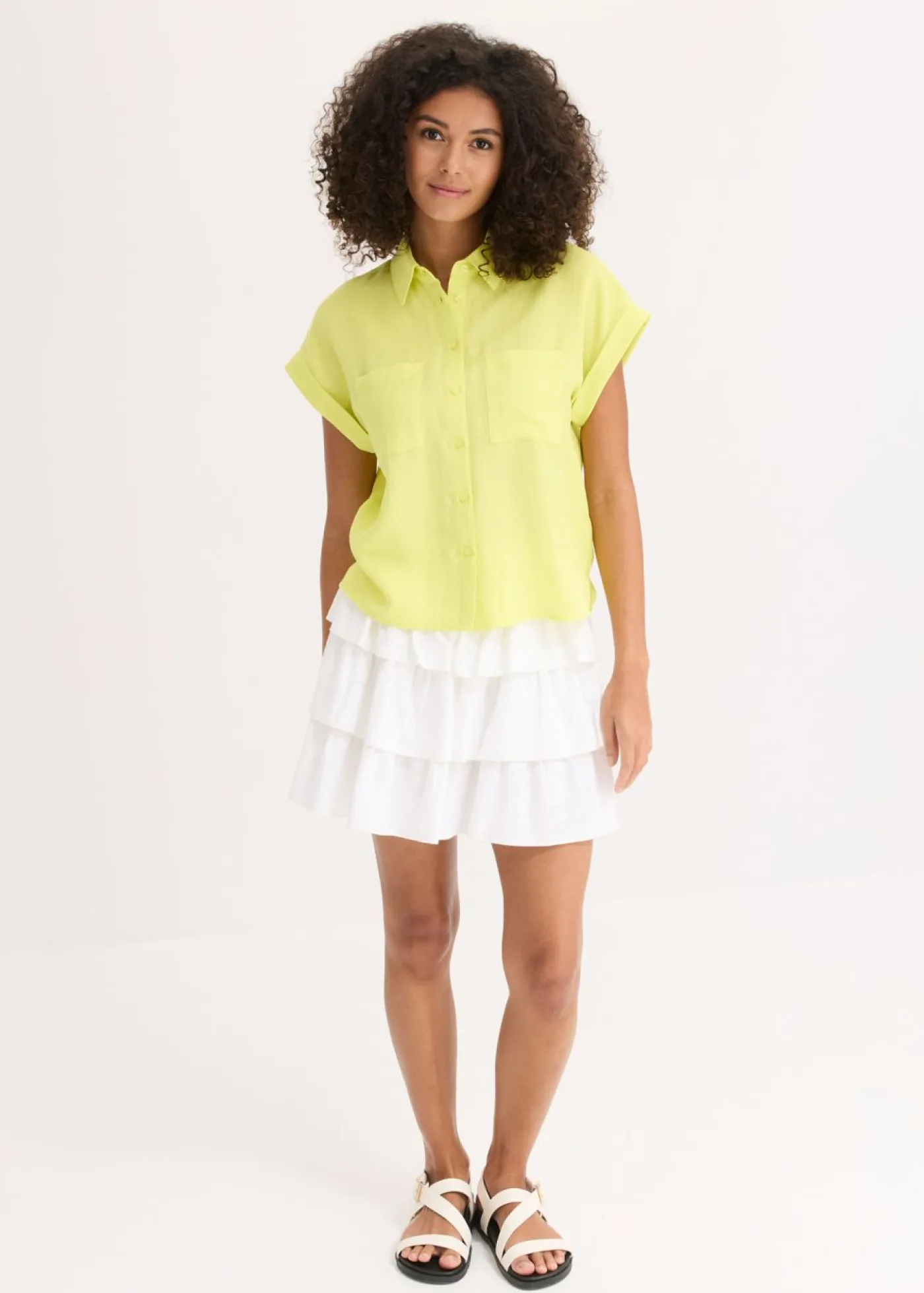 bonprix bonprix Blusa de mezcla de lyocell fluido Amarillo cítrico Online