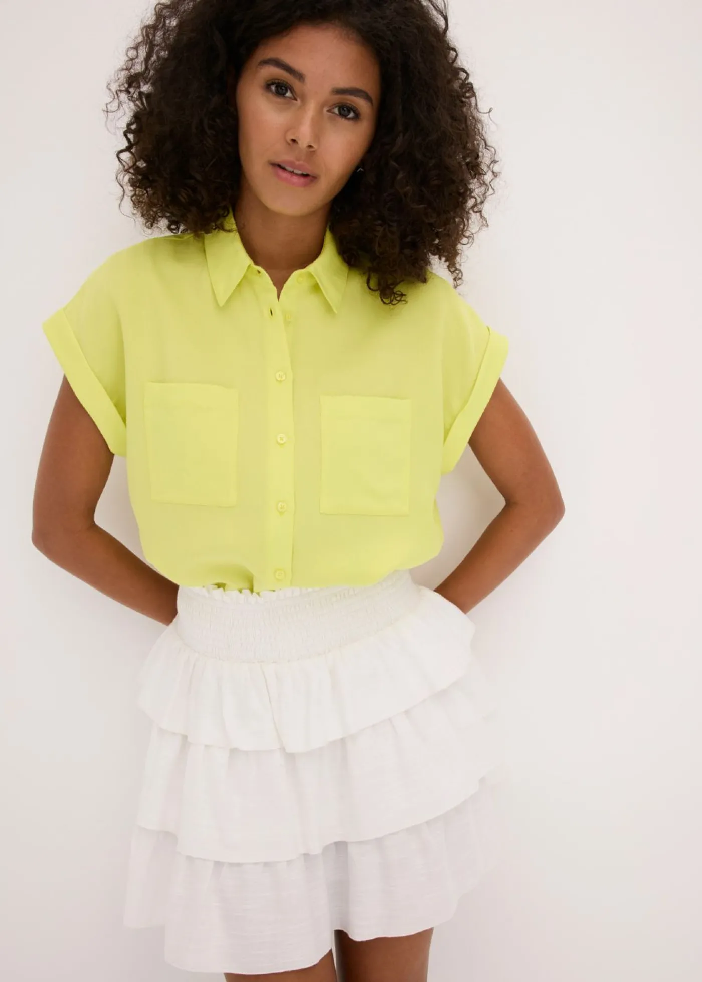 bonprix bonprix Blusa de mezcla de lyocell fluido Amarillo cítrico Online