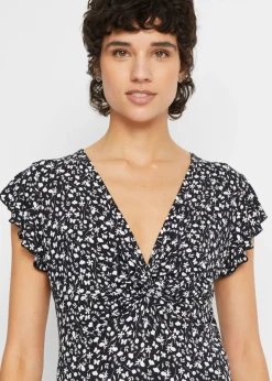 bonprix bonprix Blusa de mezcla de viscosa Negro-blanco de flores Discount