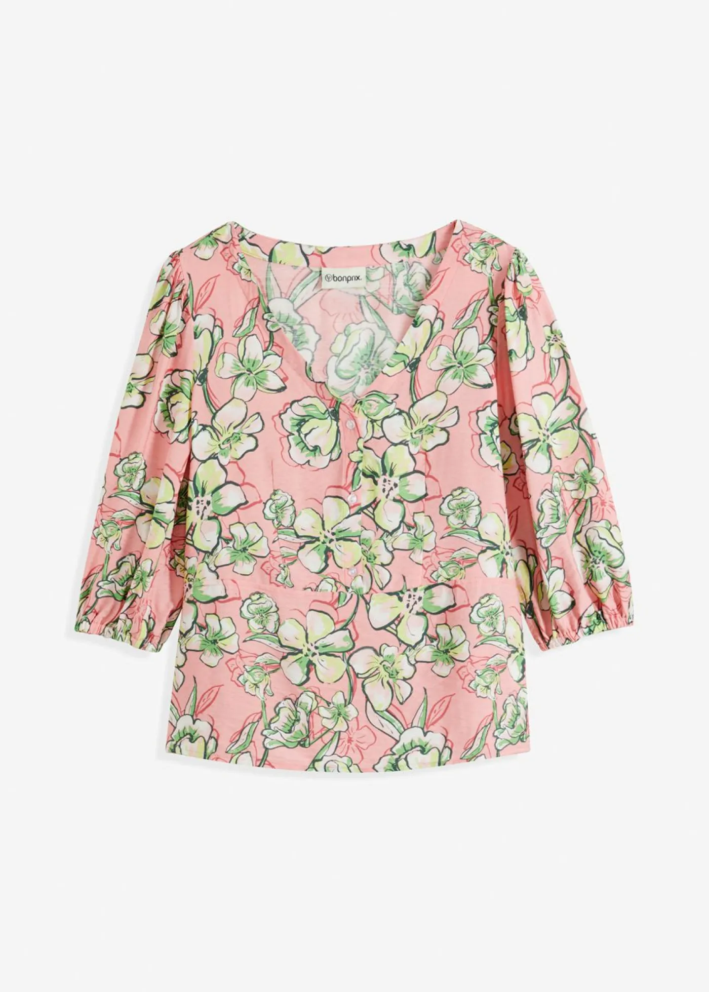bonprix bonprix Blusa de mezcla de viscosa fluida Rosa suave de flores Best
