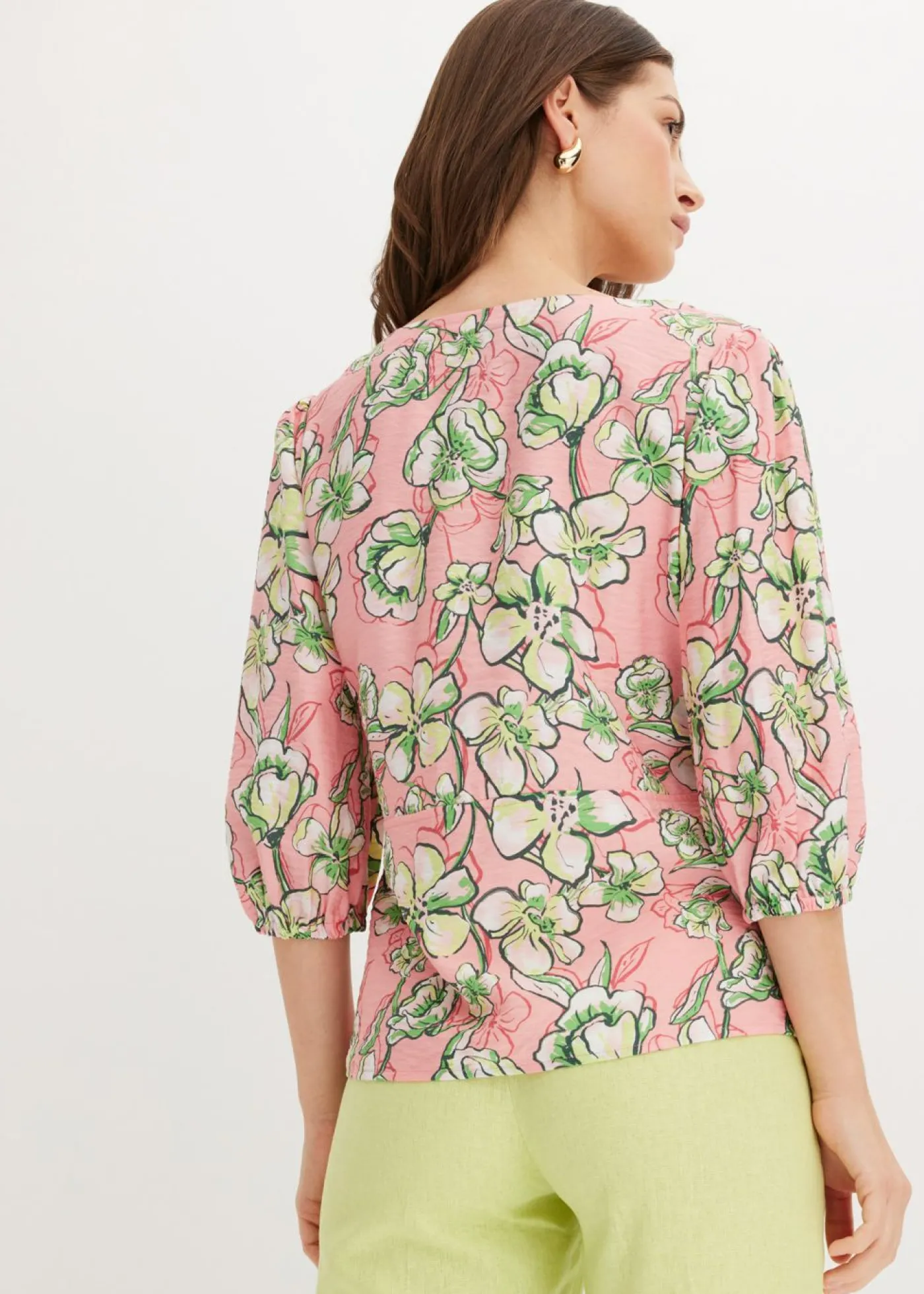 bonprix bonprix Blusa de mezcla de viscosa fluida Rosa suave de flores Best