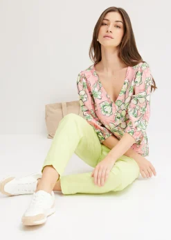 bonprix bonprix Blusa de mezcla de viscosa fluida Rosa suave de flores Best