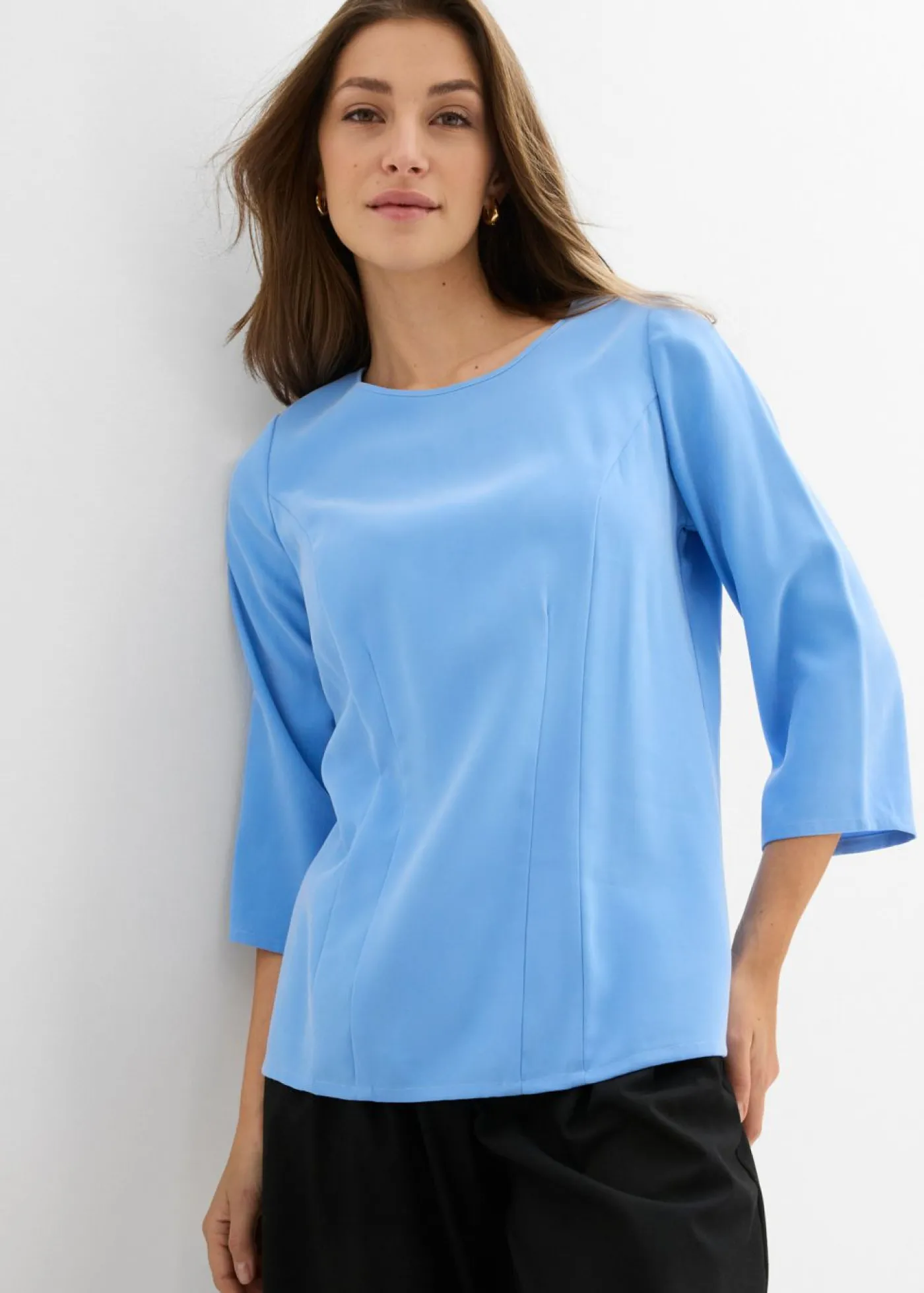 bonprix bonprix Blusa de mezcla de viscosa fluida azul provenzal Outlet