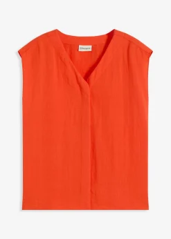 bonprix bonprix Blusa de mezcla de viscosa ligera Rojo amapola Sale