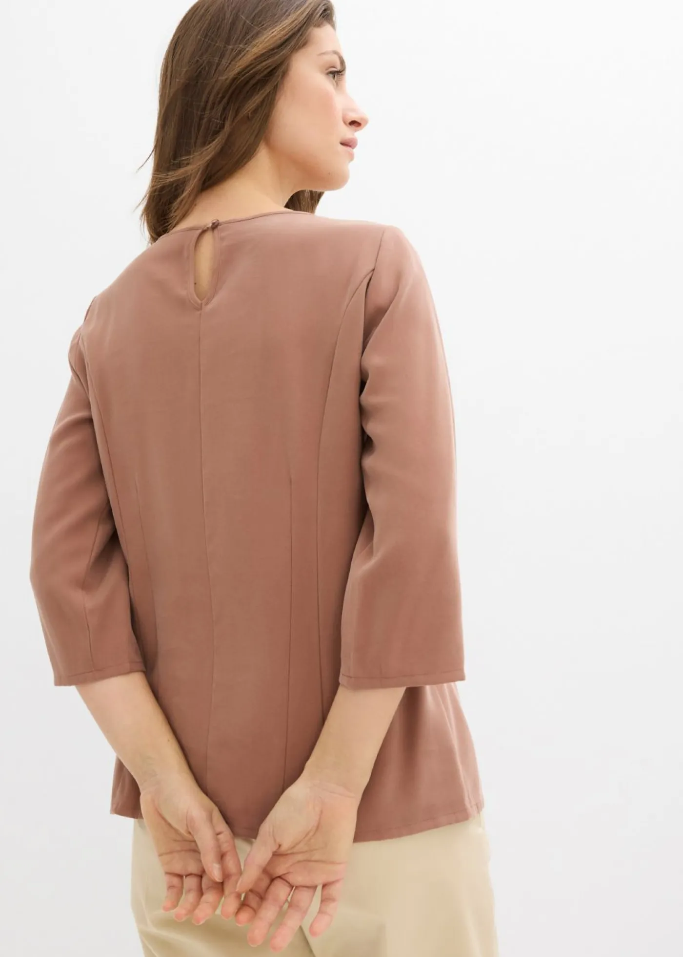 bonprix bonprix Blusa de mezcla de viscosa fluida Marrón castaño Best