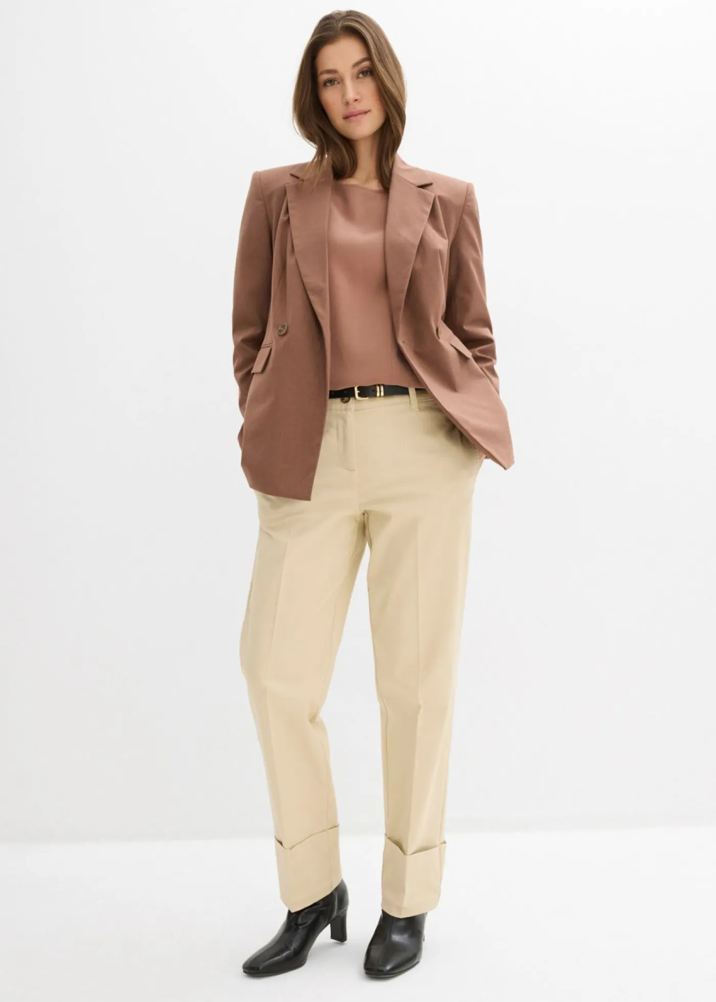 bonprix bonprix Blusa de mezcla de viscosa fluida Marrón castaño Best