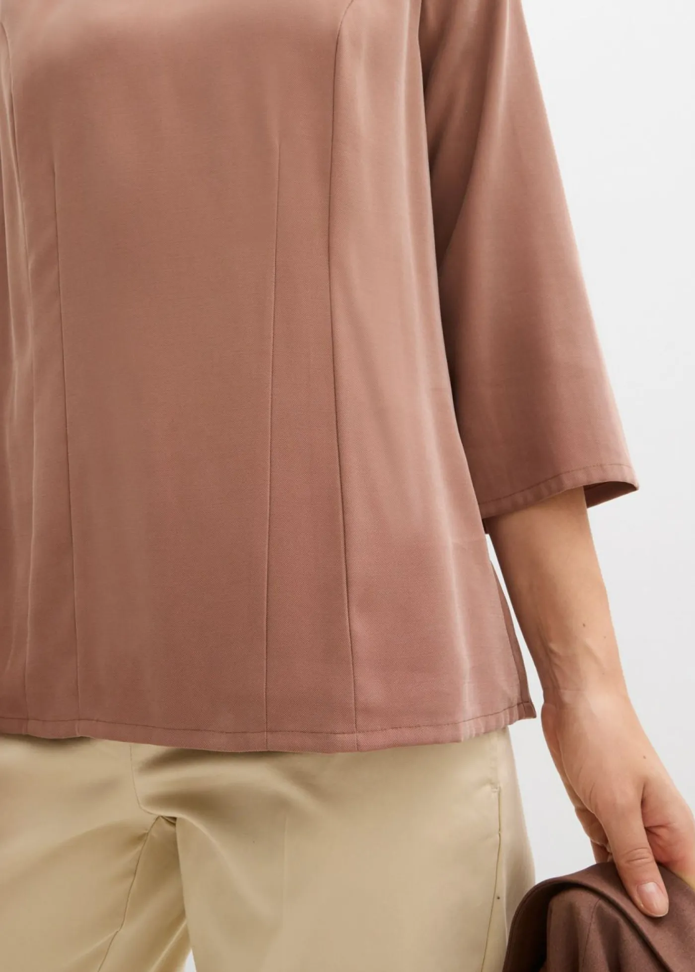 bonprix bonprix Blusa de mezcla de viscosa fluida Marrón castaño Best