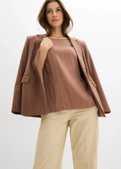 bonprix bonprix Blusa de mezcla de viscosa fluida Marrón castaño Best