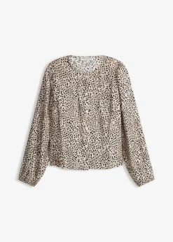 bonprix bonprix Blusa de mezcla de viscosa Blanco lana-negro Clearance