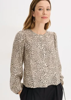 bonprix bonprix Blusa de mezcla de viscosa Blanco lana-negro Clearance