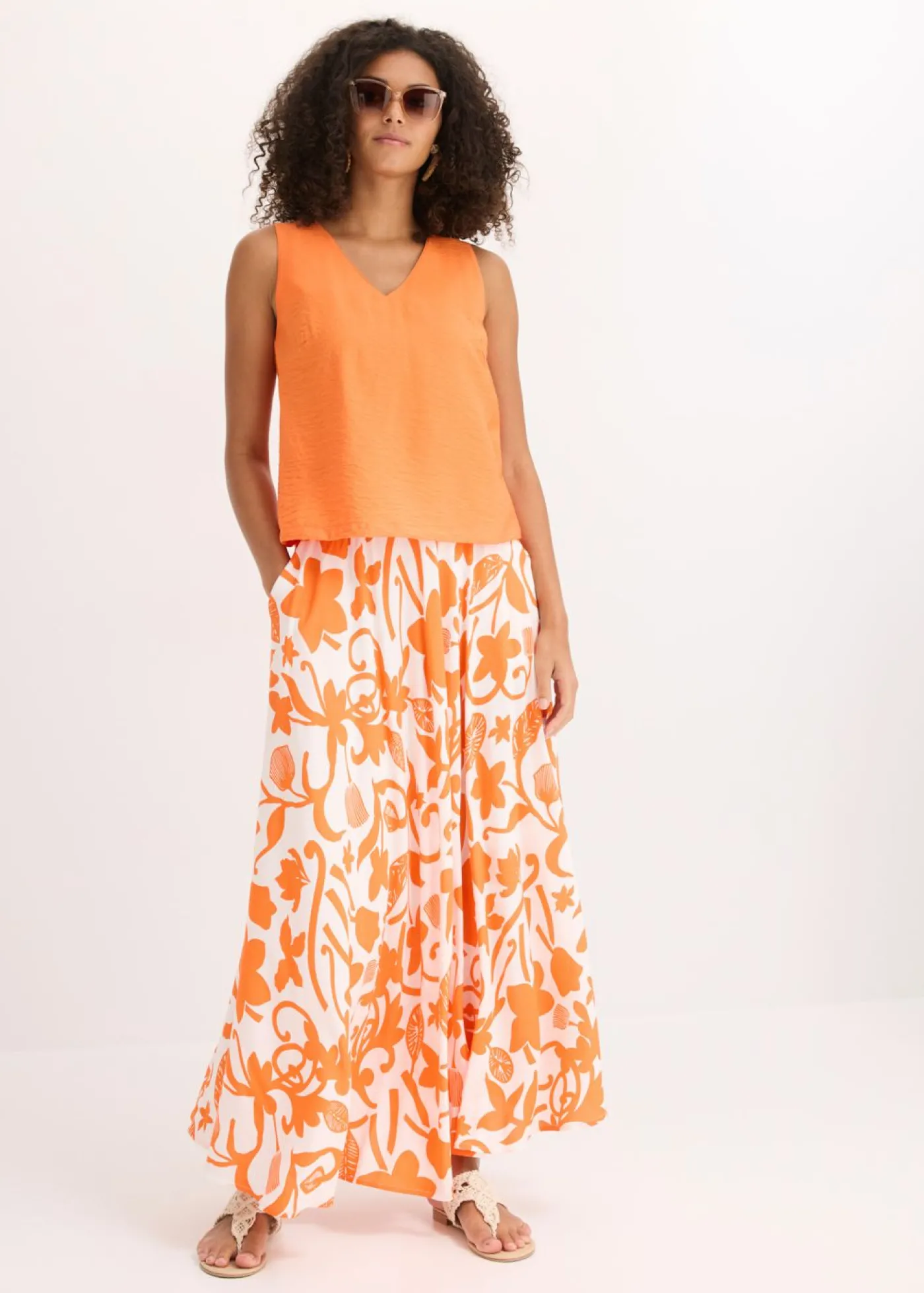 bonprix bonprix Blusa de mezcla de viscosa suave mango Online