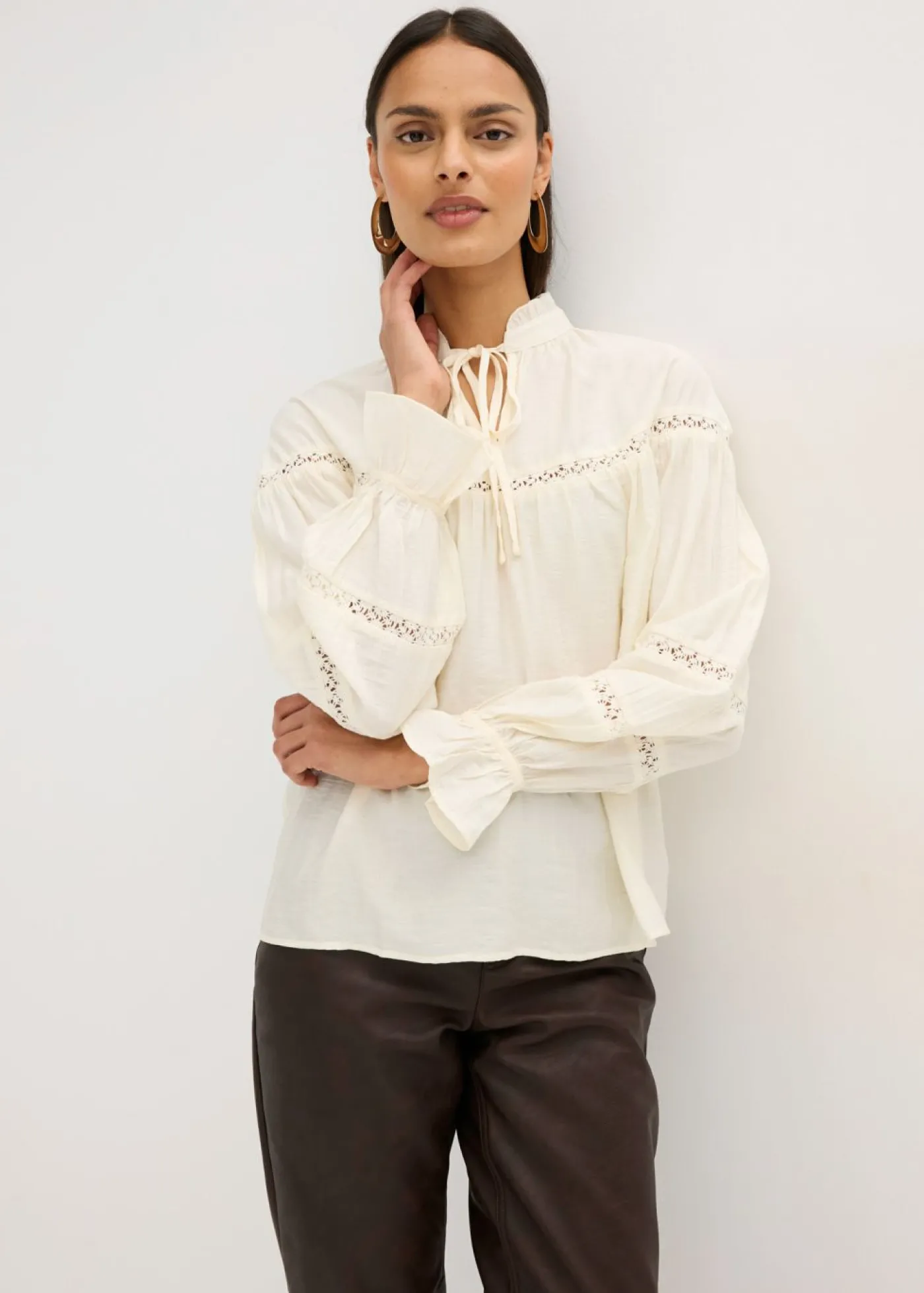 bonprix bonprix Blusa de mezcla de viscosa fina blanco perla Sale