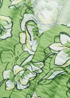 bonprix bonprix Blusa de mezcla de viscosa fluida Verde trébol de flores Clearance