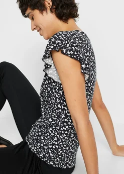 bonprix bonprix Blusa de mezcla de viscosa Rosa-blanco de flores Best