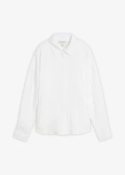 bonprix bonprix Blusa de mezcla de viscosa con bolsillos Blanco Outlet