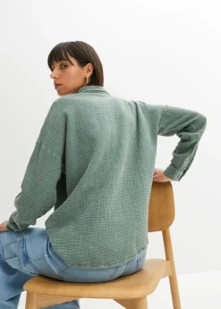 bonprix bonprix Blusa de muselina Denim claro desgastado Hot