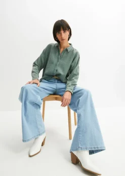 bonprix bonprix Blusa de muselina Denim claro desgastado Hot
