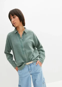 bonprix bonprix Blusa de muselina Verde grisáceo desgastado Sale