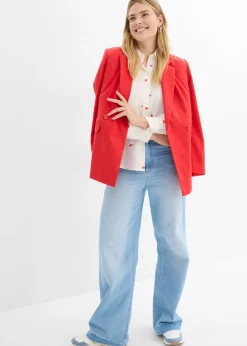 bonprix bonprix Blusa de muselina con corazones Blanco-fresa Discount