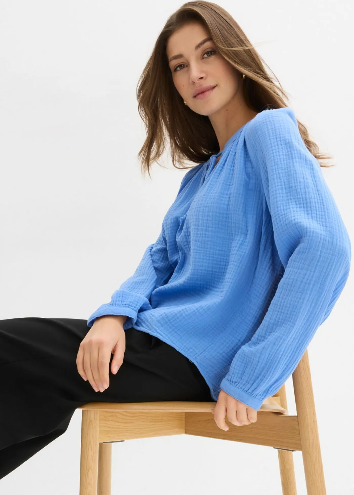 bonprix bonprix Blusa de muselina suave azul provenzal Clearance