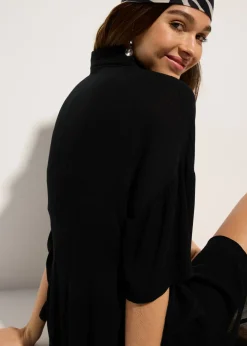 bonprix bonprix Blusa de playa corta de viscosa fluida Negro
