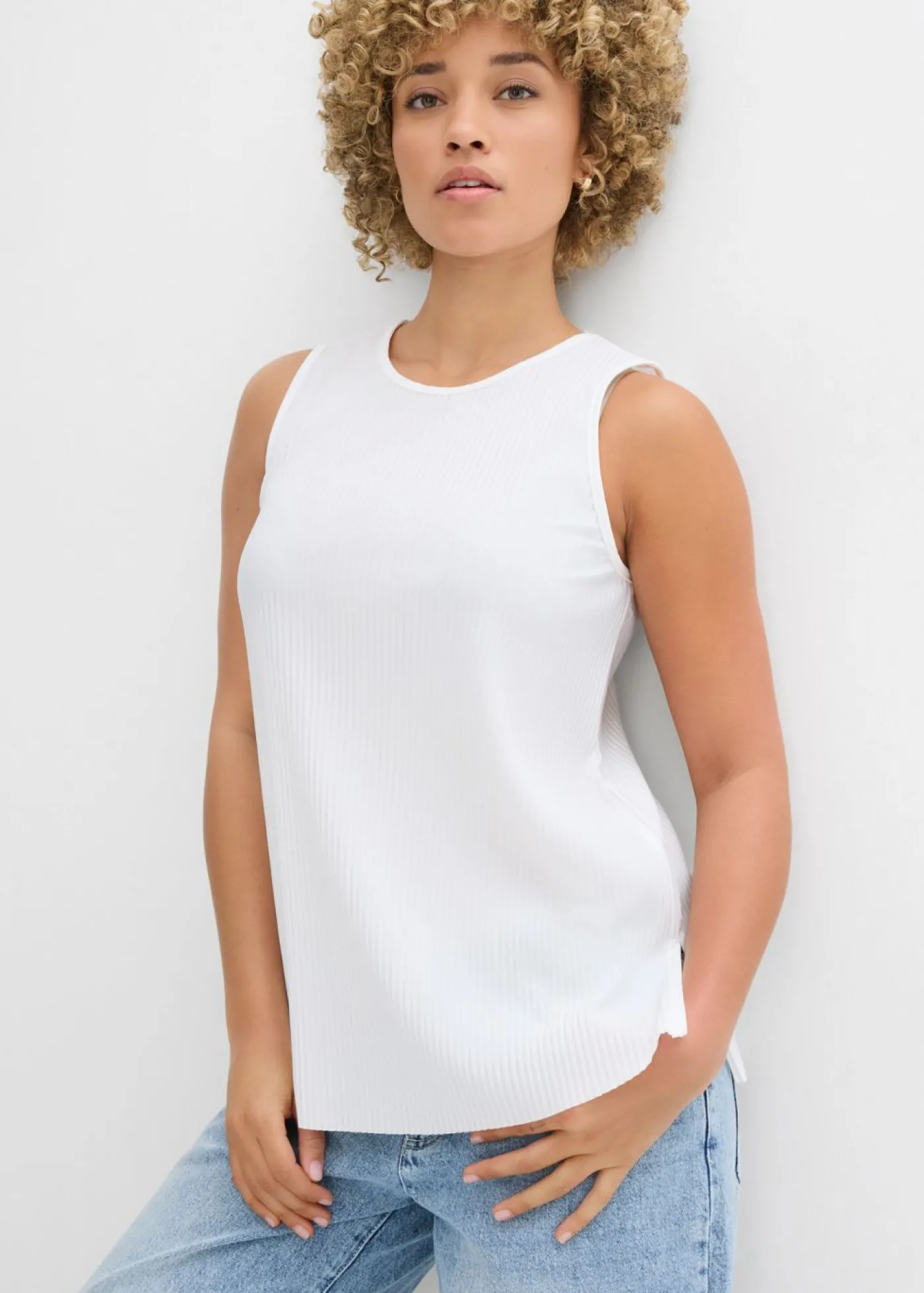 bonprix bonprix Blusa de poliéster reciclado Blanco lana